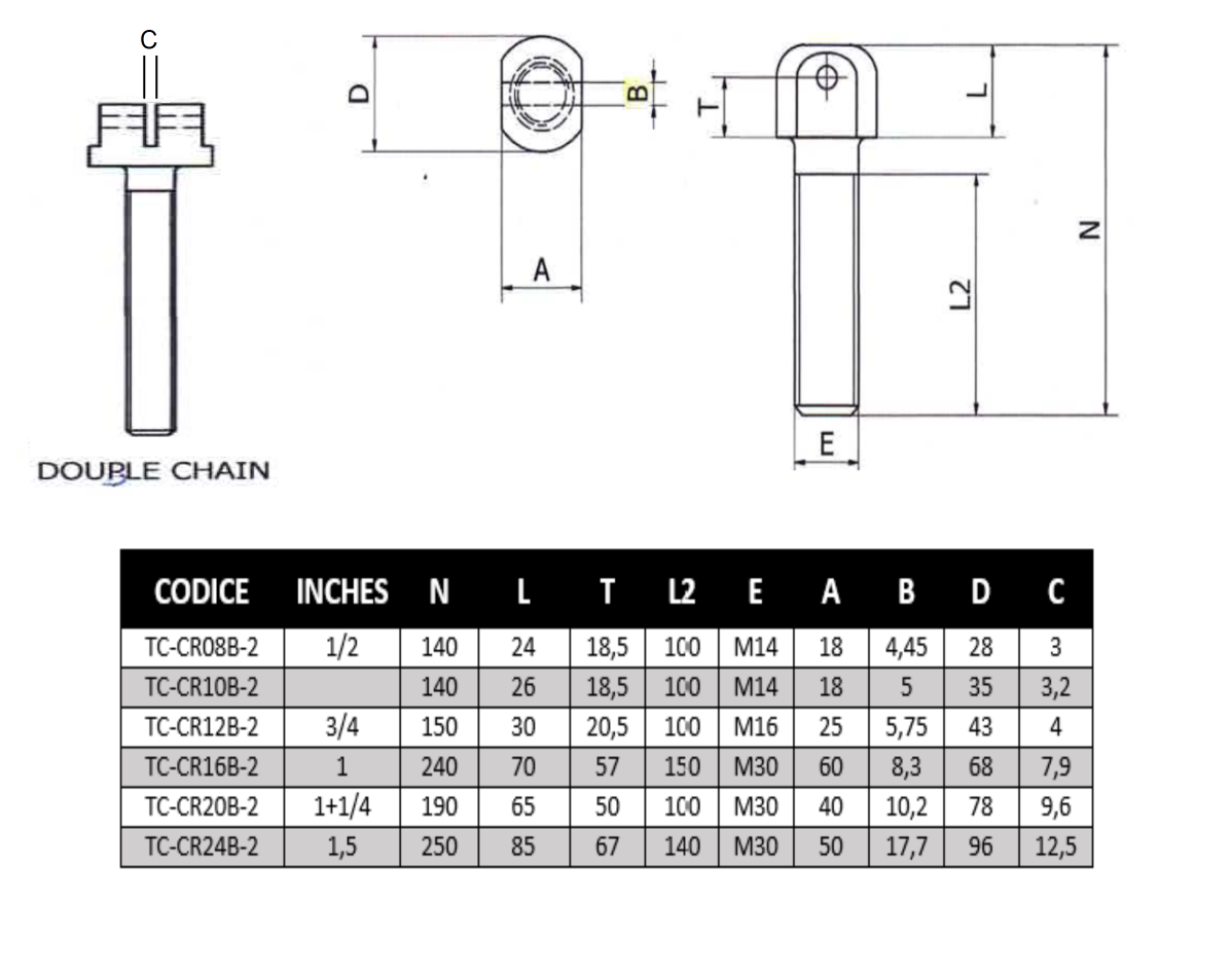 Tenditore catena a rulli TC-CR08B-2